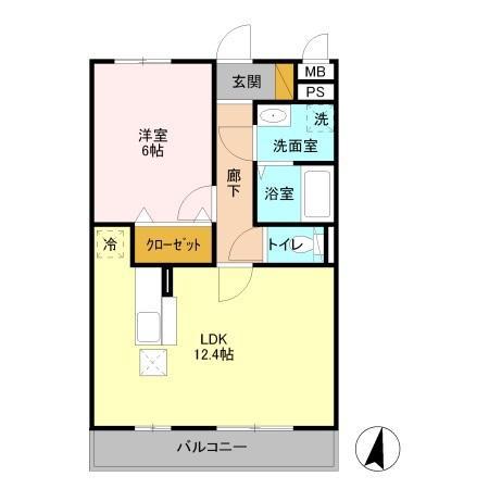 グラマードマレーII(1LDK/1階)の間取り写真