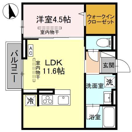 D-TOJO(1LDK/2階)の間取り写真
