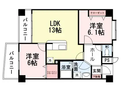 アビタシオン蒲生(2LDK/3階)の間取り写真