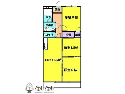 グリーンハイツA(3LDK/2階)の間取り写真