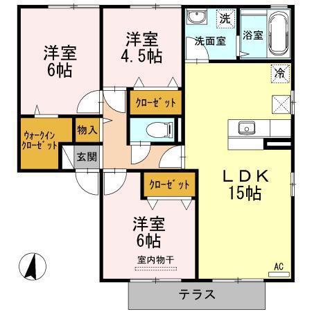 グレイスヒルズ蔵王 C棟(3LDK/1階)の間取り写真