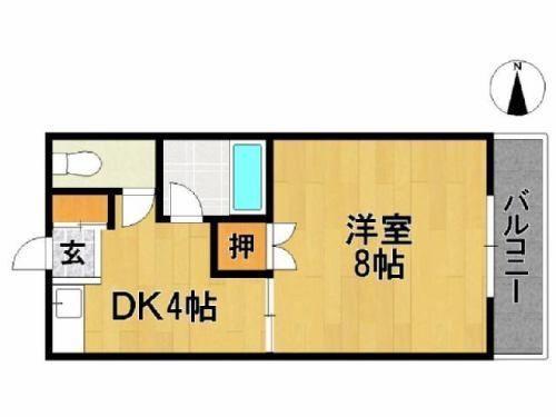 アザレアハイツ蒲池(1DK/2階)の間取り写真