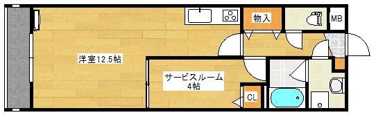 B-ONE(ワンルーム/4階)の間取り写真