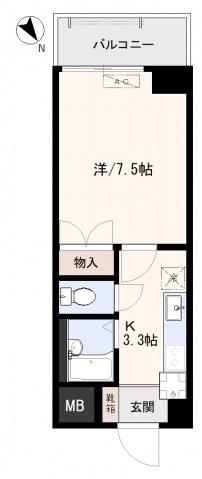 メルクマール御幸橋(1K/2階)の間取り写真