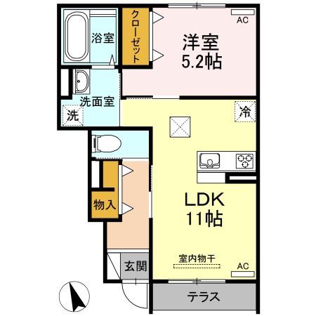 メイプルガーデン(1LDK/1階)の間取り写真