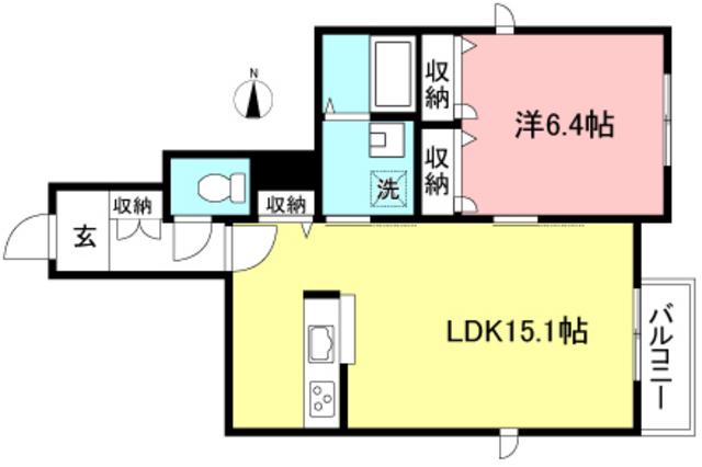 PURE SAISON(1LDK/1階)の間取り写真