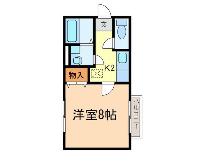 ボアB棟(1K/1階)の間取り写真