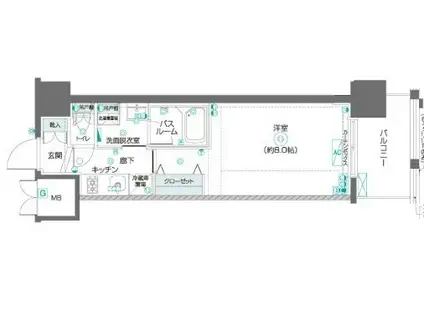 ZOOM東陽町(1K/8階)の間取り写真