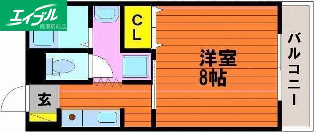 はなはうす門田二番館(1K/4階)の間取り写真