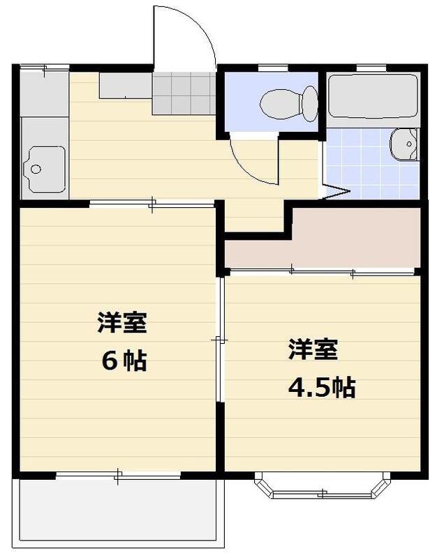 ボヌールN(2K/2階)の間取り写真
