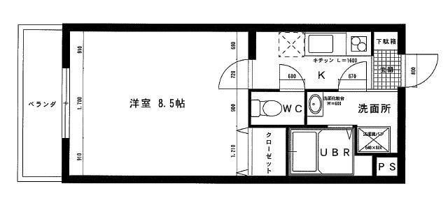 プルミエール(1K/2階)の間取り写真