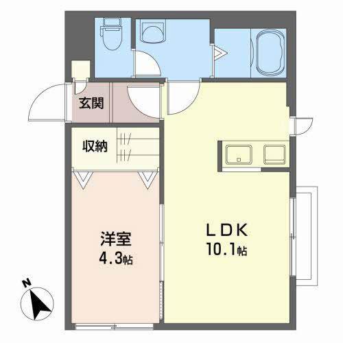 ミオマンドリーノ(1LDK/1階)の間取り写真