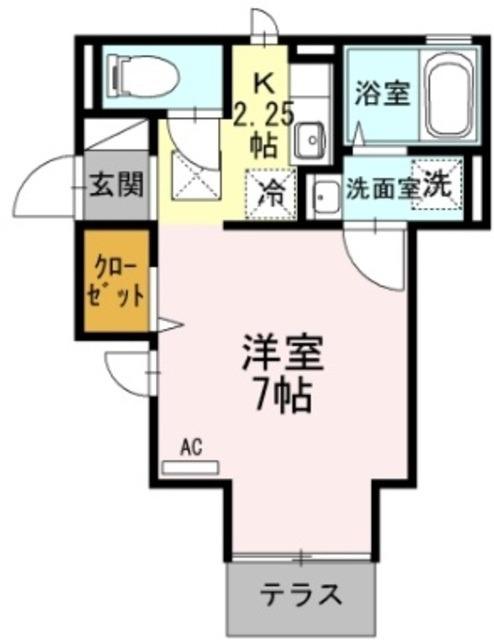 クリオス(1K/1階)の間取り写真