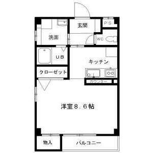 カーサオグリ(1K/2階)の間取り写真