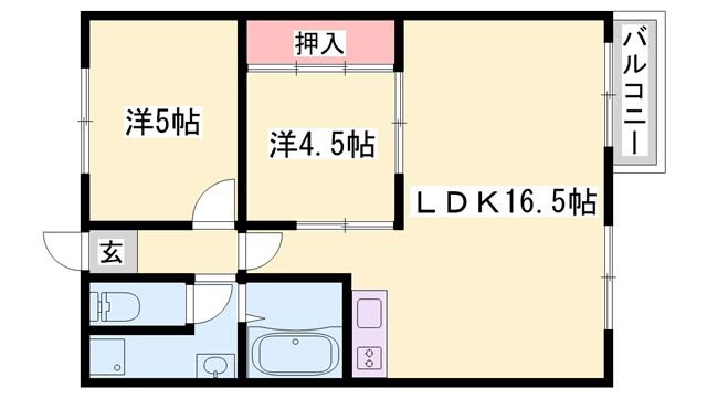 パークハイツ(2LDK/1階)の間取り写真