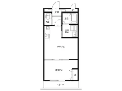 ピース コウセイ 北佐古 A棟(1DK/2階)の間取り写真