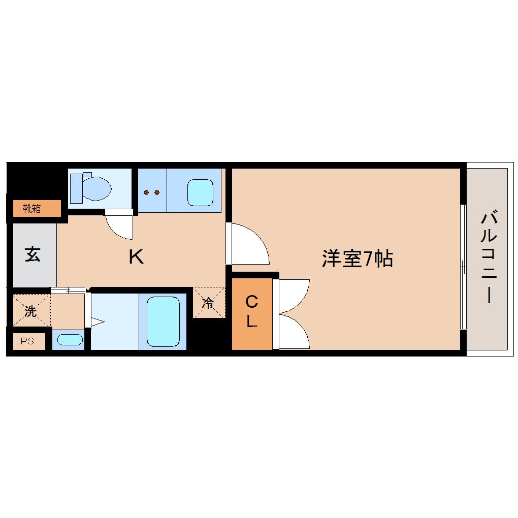 ピュアステージ八幡(1K/1階)の間取り写真