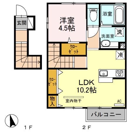 XEVOR(1LDK/2階)の間取り写真