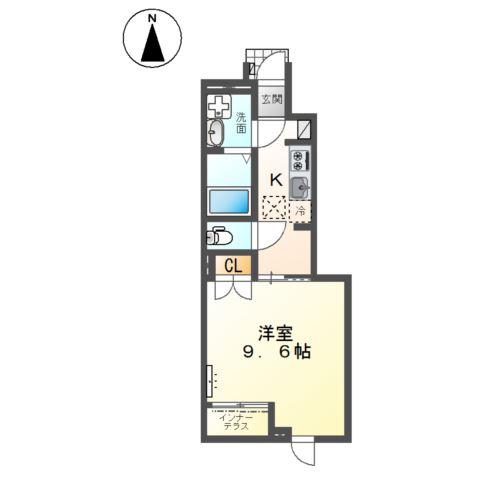 岐阜市黒野アパート(1K/1階)の間取り写真
