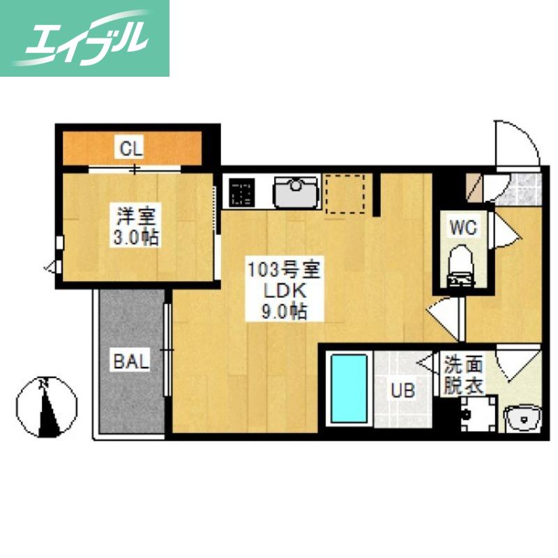 GRANDTIC 新保II(1LDK/1階)の間取り写真