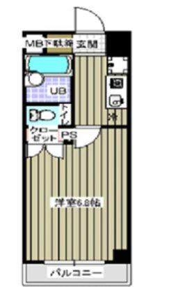 レジディア木場(1K/2階)の間取り写真