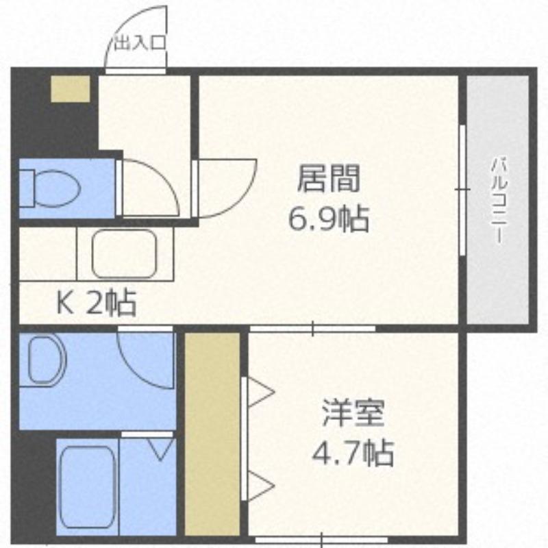 カハラコートファースト(1LDK/8階)の間取り写真