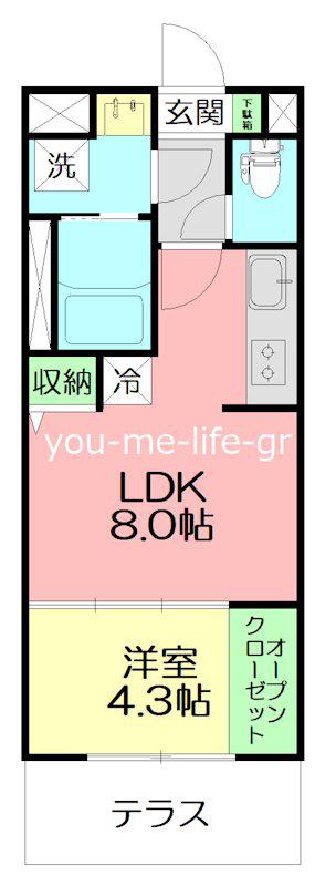 LIEBE WATANABE(1LDK/1階)の間取り写真
