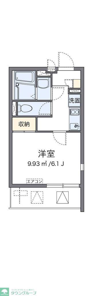 クレイノパーシモン(1K/2階)の間取り写真
