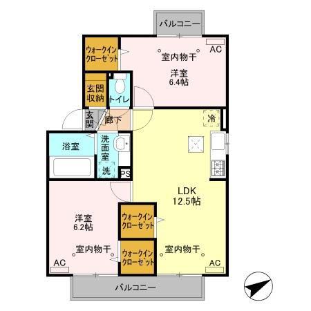 なでしこ(2LDK/1階)の間取り写真