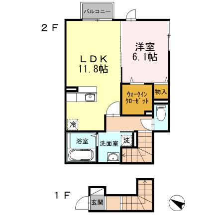 ベルエスパース(1LDK/2階)の間取り写真