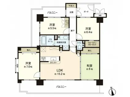 サーパス宇品西公園(4LDK/10階)の間取り写真