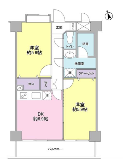 エクレール上池台(2DK/6階)の間取り写真