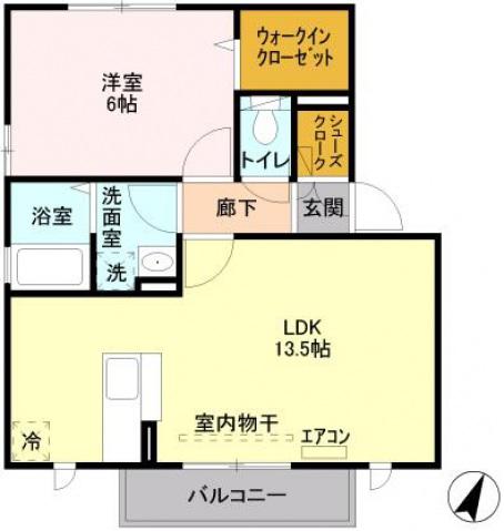 アスティオンIII(1LDK/2階)の間取り写真