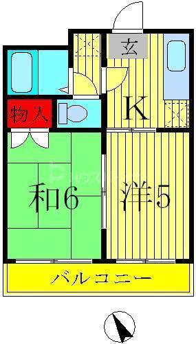 サンメゾン南柏(2K/3階)の間取り写真
