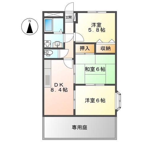 ハイツエトワール(3DK/1階)の間取り写真