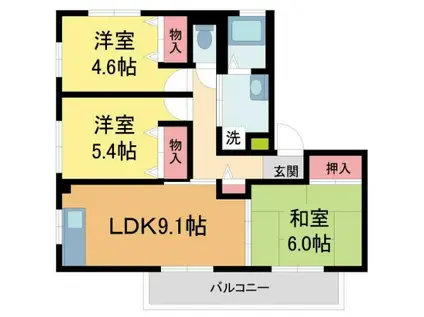 シャーメゾン常磐町(3DK/2階)の間取り写真