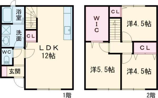 SPACE広川(3LDK/1階)の間取り写真
