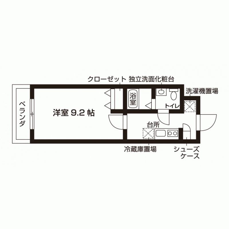 YMK伊勢原(1K/1階)の間取り写真