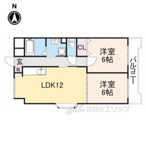 センチュリーアスカ2(2LDK/1階)の間取り写真