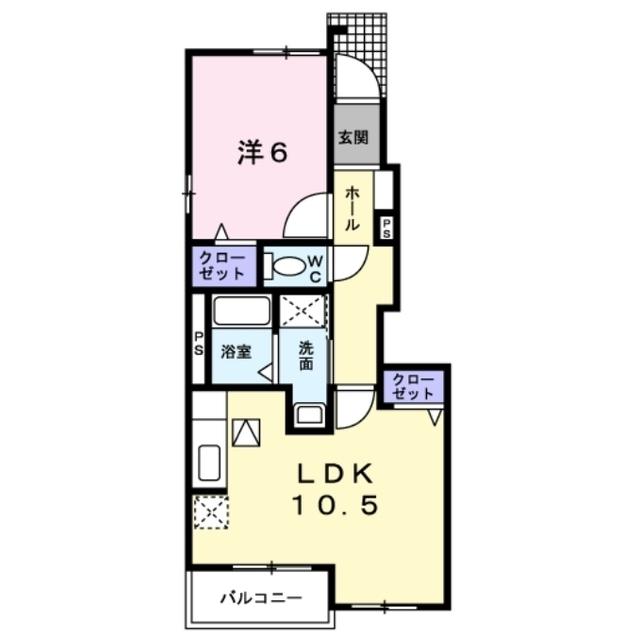 ヴェルヴェーヌ I(1LDK/1階)の間取り写真