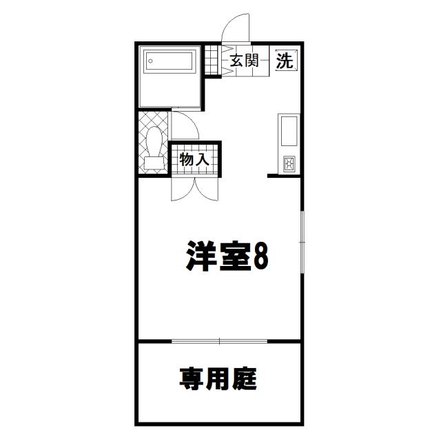 ステップハウス(1K/1階)の間取り写真