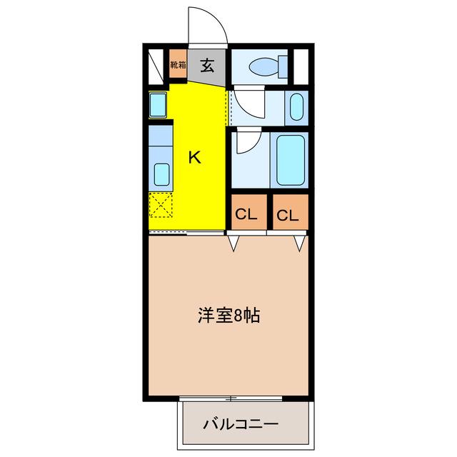 レスパスドルポII(1K/2階)の間取り写真