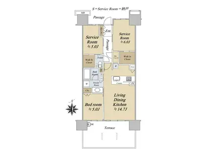 シティテラス赤羽(1SLDK/1階)の間取り写真