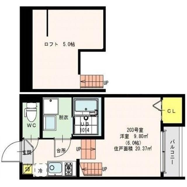 LAFONTE検見川(1K/2階)の間取り写真