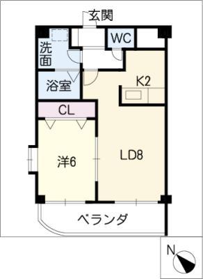 パルテール覚王山(1LDK/4階)の間取り写真