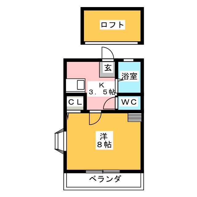 レーベント若久(1K/2階)の間取り写真