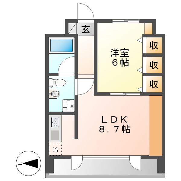 ラ・クール泉(1LDK/7階)の間取り写真