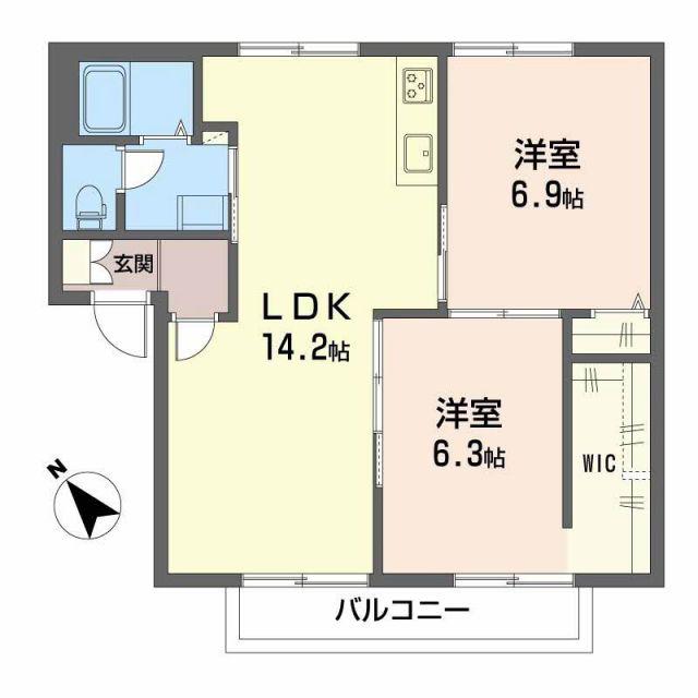 槇ハウスJUN A(2LDK/2階)の間取り写真