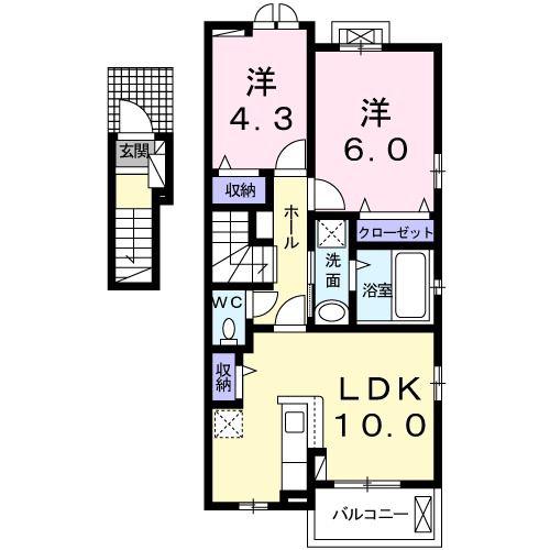 ま・めめーる(2LDK/2階)の間取り写真