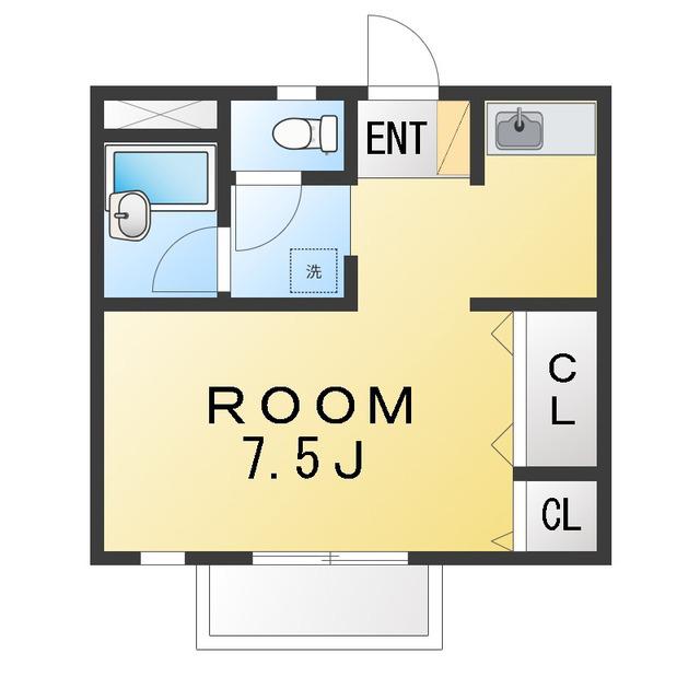 COMFORT FUJI(ワンルーム/2階)の間取り写真